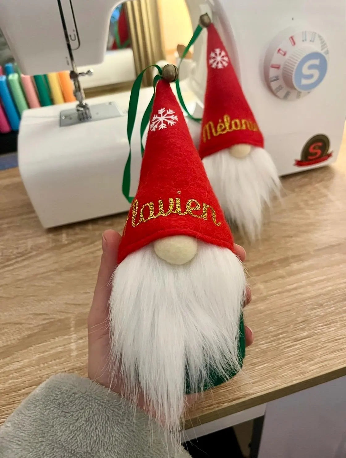 Mini Père-Noël gnomes lutins personnalisés prénom - Fait main