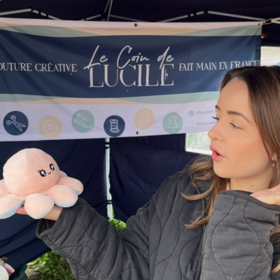 Peluche pieuvre réversible émotions joie tristesse