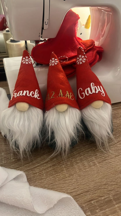 Mini Père-Noël gnomes lutins personnalisés prénom - Fait main