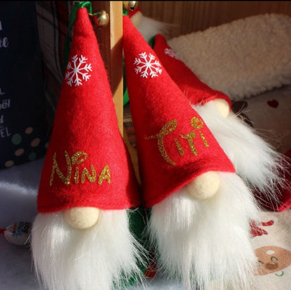 Mini Père-Noël gnomes lutins personnalisés prénom - Fait main