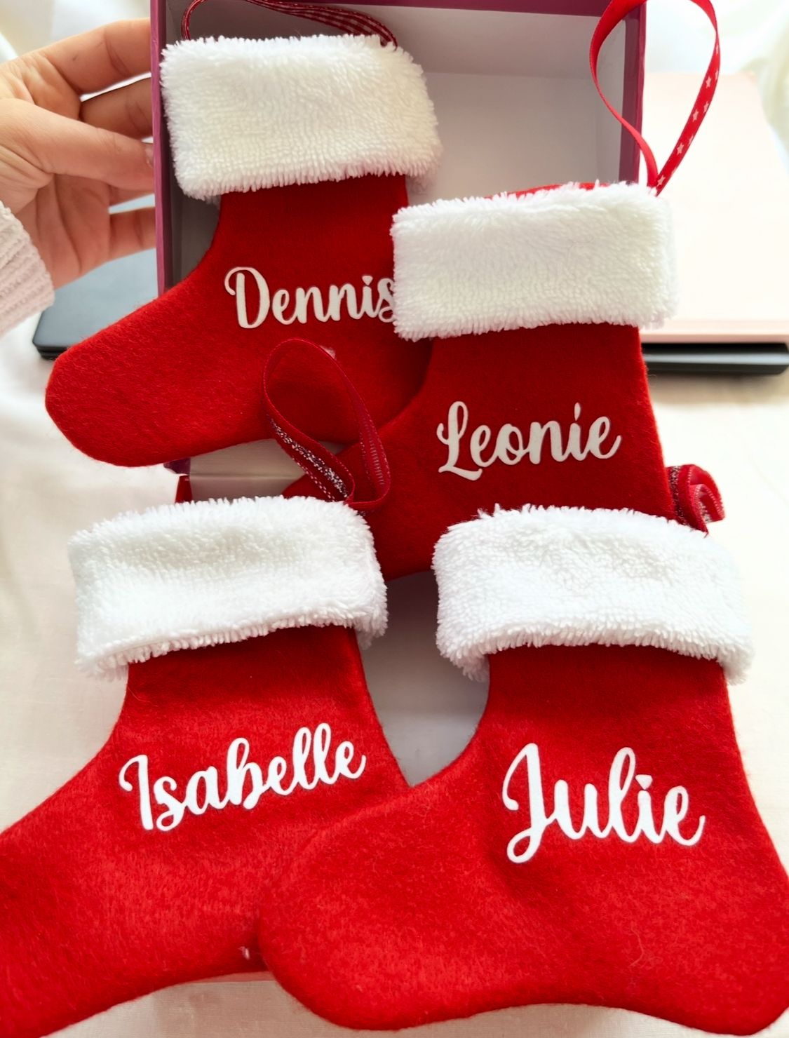 Petites bottes de Noël personnalisées prénom - Fait main